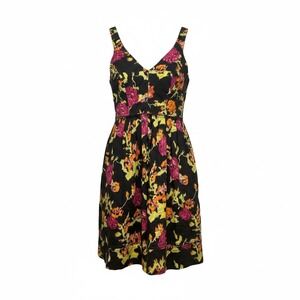 VTG Kay Unger NY Floral V‑Neck Summer Dress Sleeveless Womens 8 All Over Print